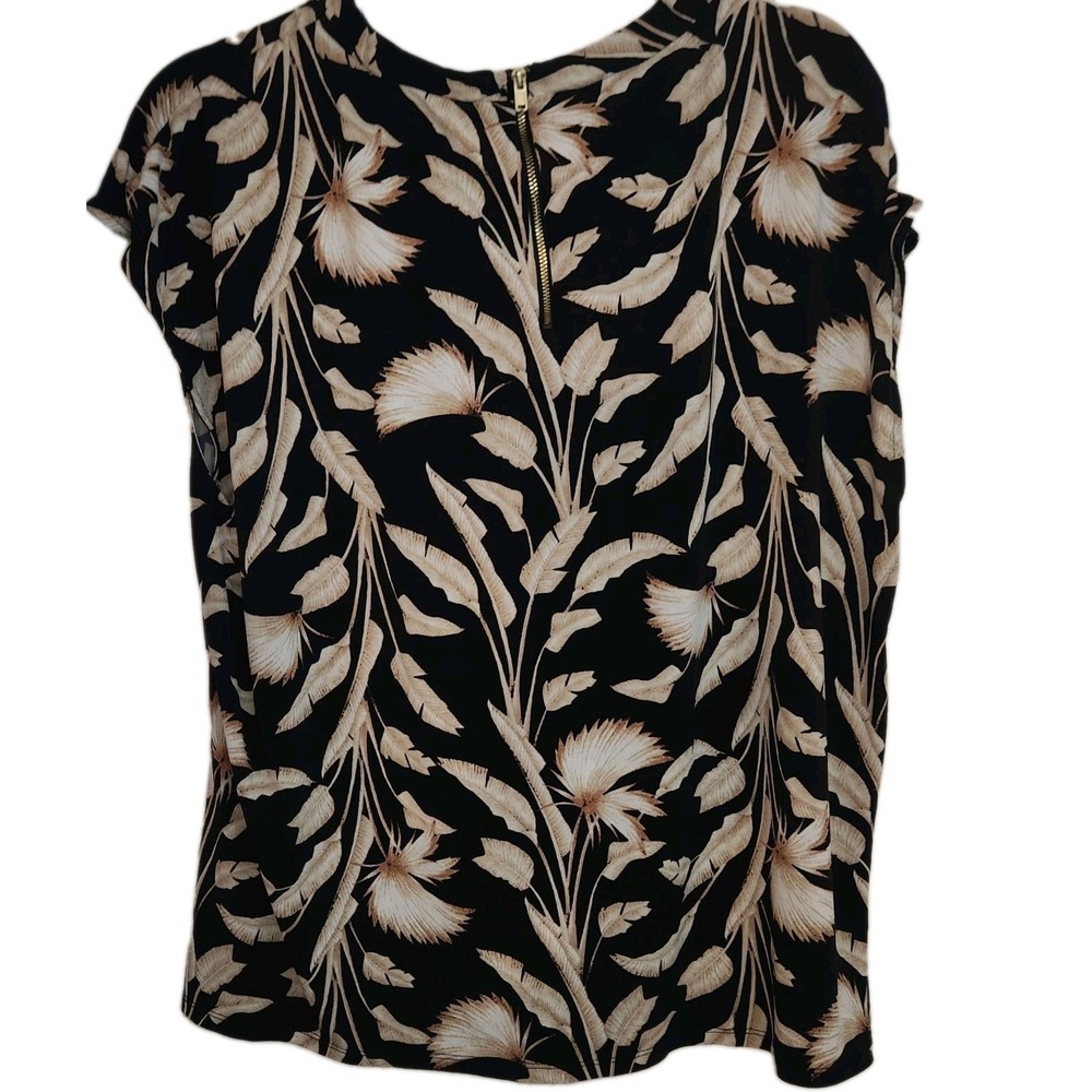 Liz Claiborne Top Tropical Palm Leaf Zipper Neck Women's
LARGE